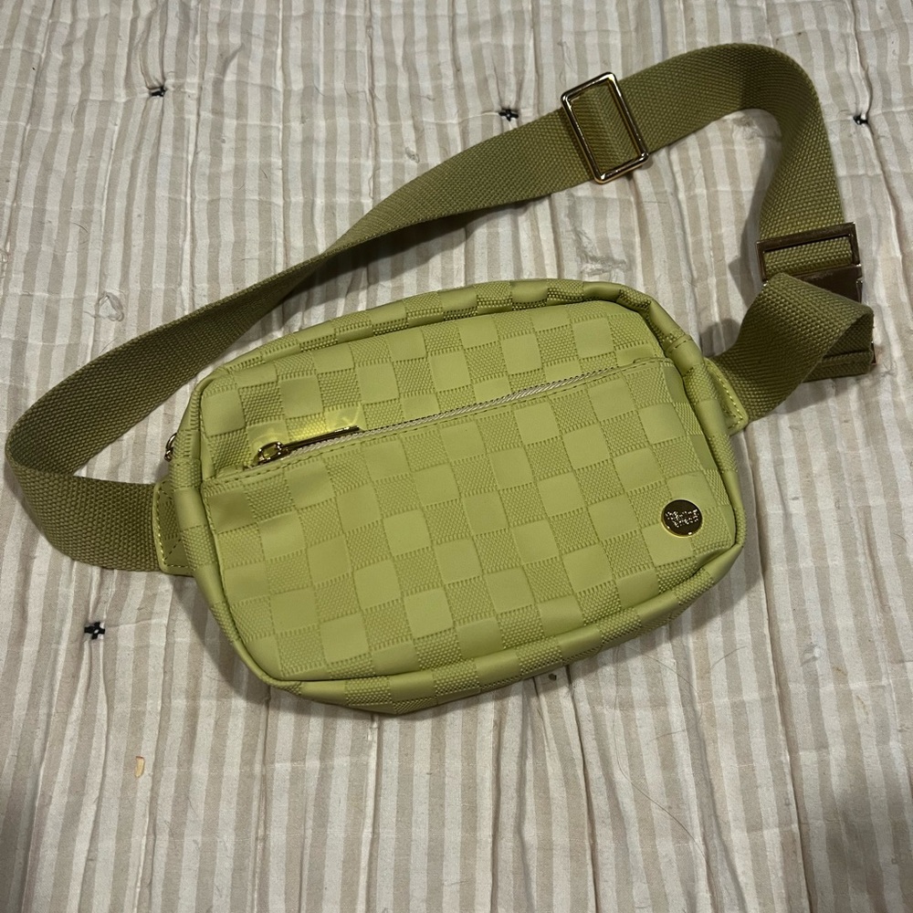 Lime Green Checkered Crossbody Bag
